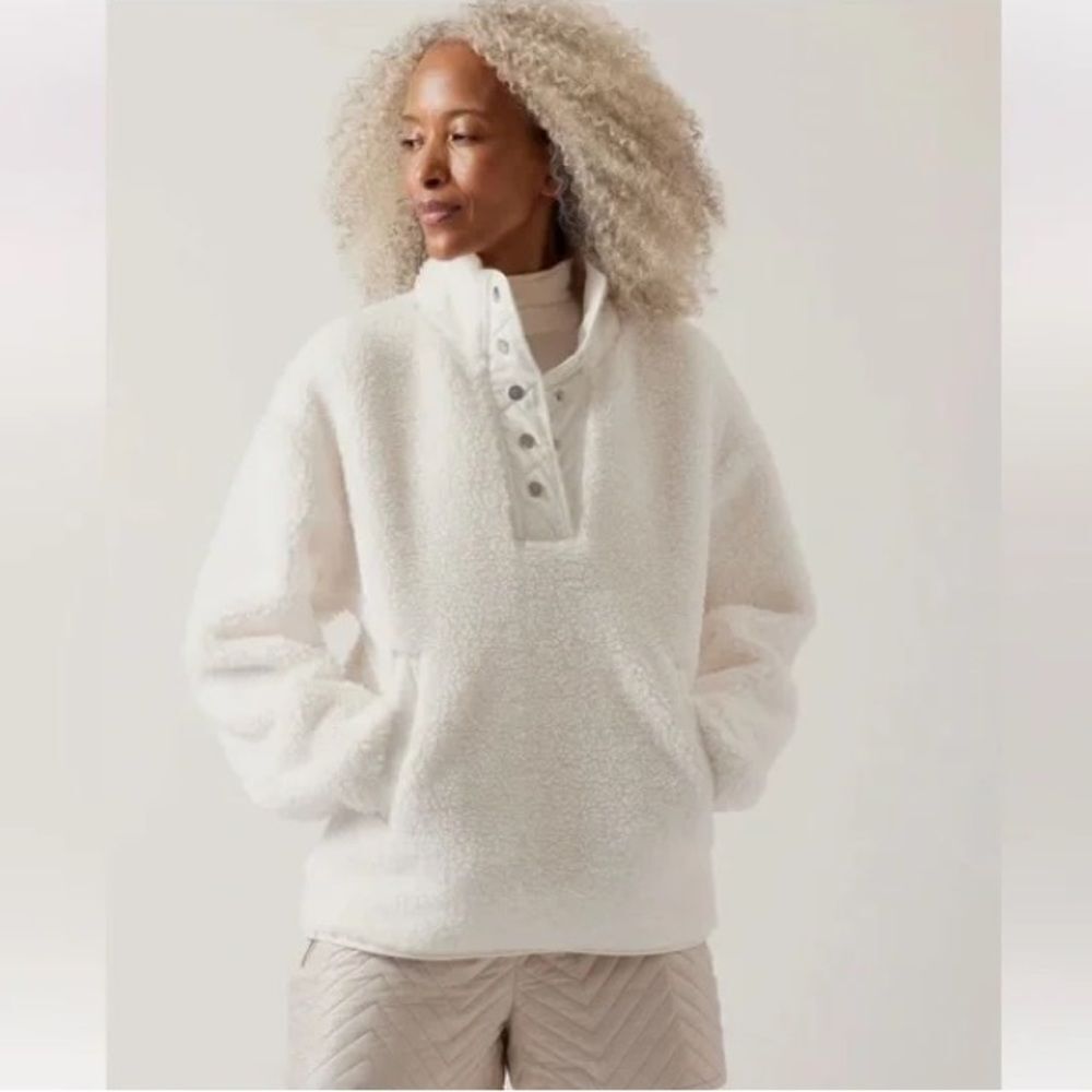 Athleta Cozy Sherpa Snap Sweatshirt